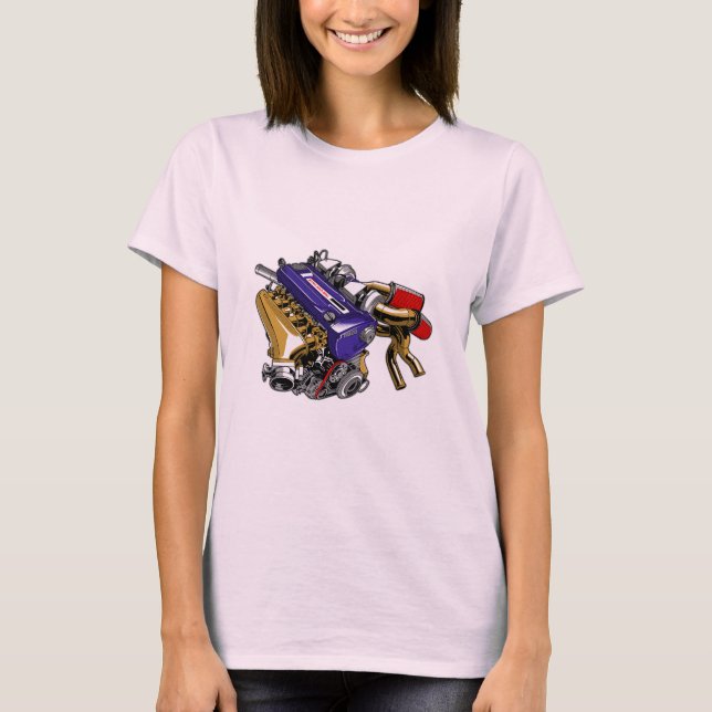 JDMSIX-CYLINDER TURBO-MOTORN T SHIRT (Framsida)