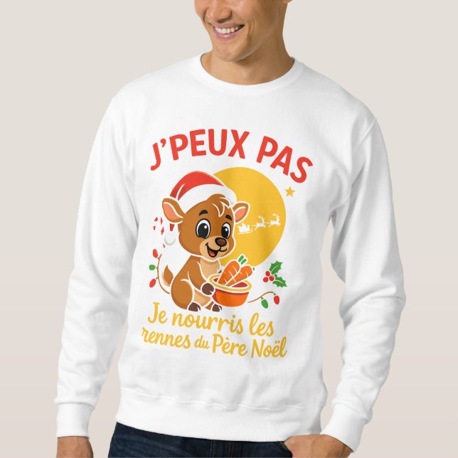 Je Nourris Les Rennes du Père Noël Lång Ärmad Tröja (Framsida)