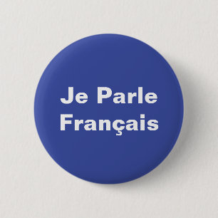 Je Parle Français I Talar Fransk White om Blue Knapp