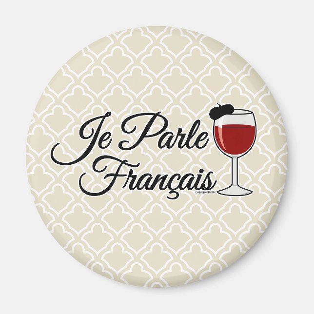 Je Parle Francais, jag talar Fransk glasberet Magnet (Framsidan)