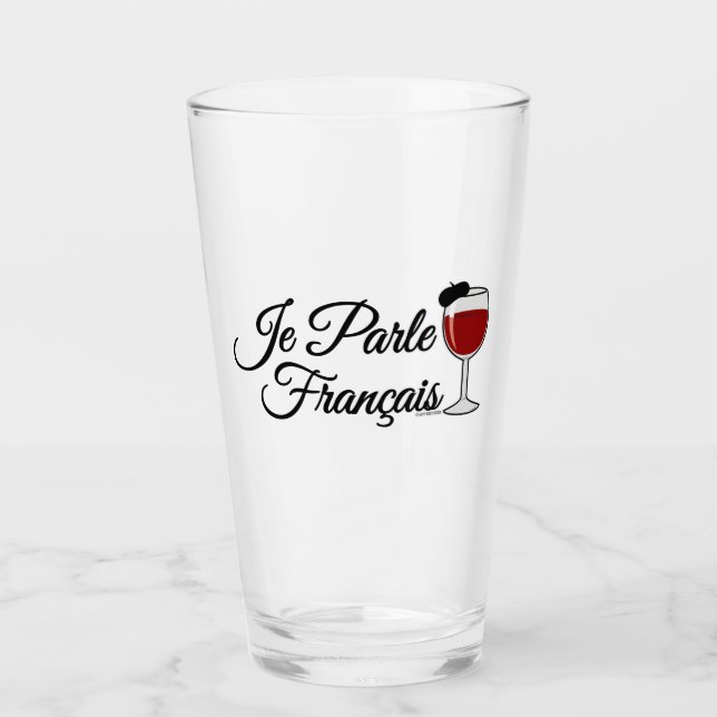 Je Parle Francais jag talar Fransk vin glasberet Glaskopp (Framsida)