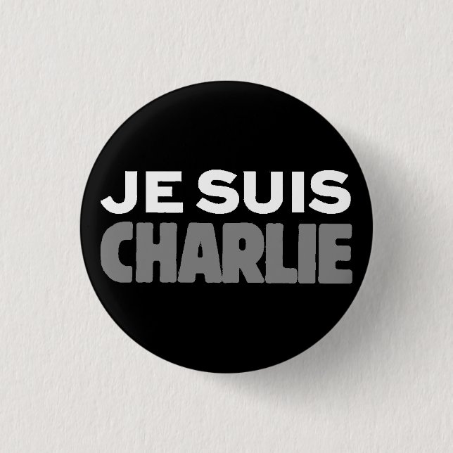 Je Suis Charlie - I-förmiddagCharlie svart Knapp (Framsida)