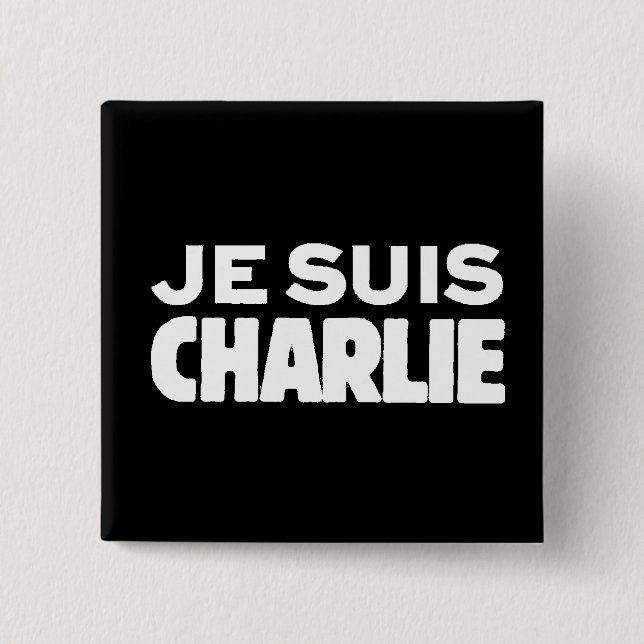 Je Suis Charlie-i förmiddagCharlie-Vit på svart Knapp (Framsida)