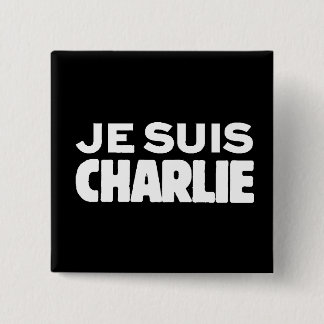Je Suis Charlie-i förmiddagCharlie-Vit på svart Knapp