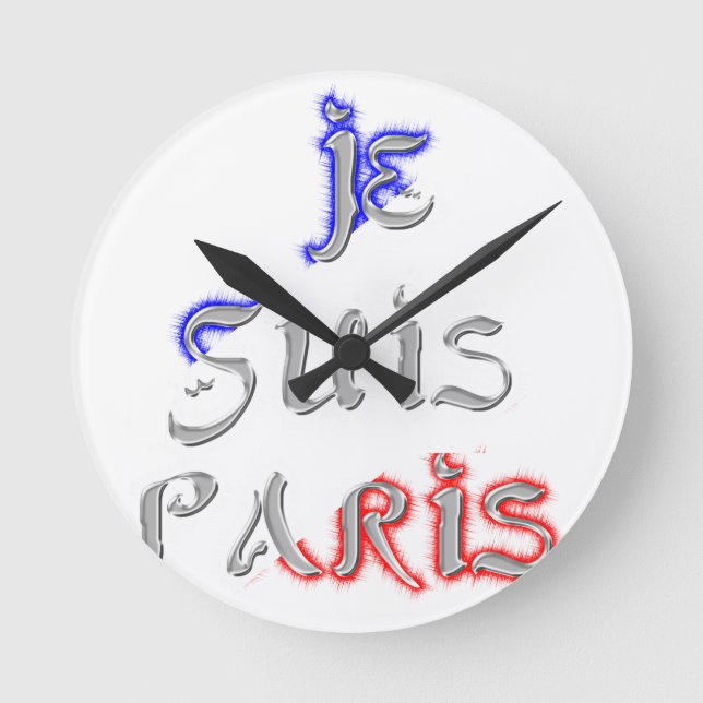 Je Suis Paris Art Print Rund Klocka (Framsida)