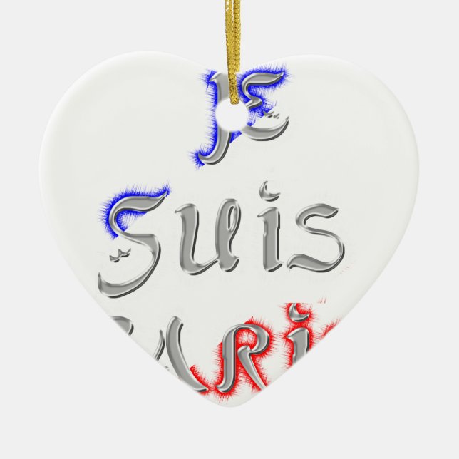 Je Suis Paris I Kärlek Paristextutskrift Julgransprydnad Keramik (Framsidan)