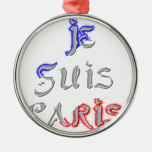 Je Suis Paris I Kärlek Paristextutskrift Julgransprydnad Metall (Framsidan)