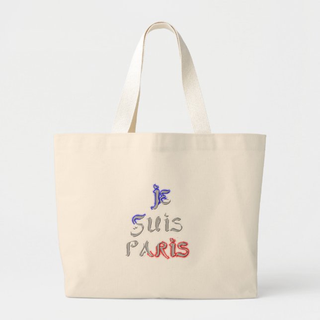 Je Suis Paris I Kärlek Paristextutskrift Jumbo Tygkasse (Framsidan)