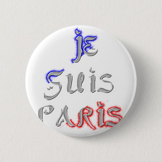 Je Suis Paris I Kärlek Paristextutskrift Knapp (Framsida)