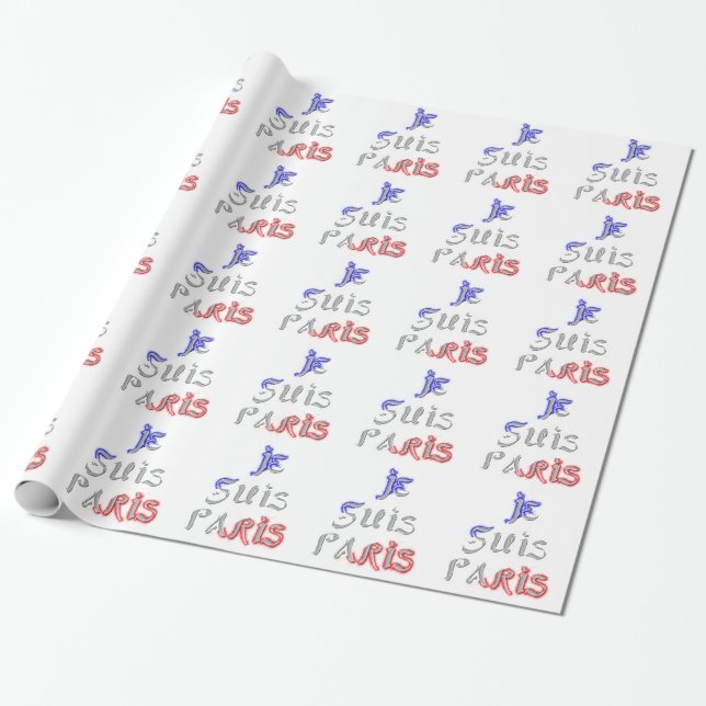 Je Suis Paris I Kärlek Paristextutskrift Presentpapper (Utrullad)