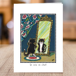 "Je suis un chatta" Kortet Cat Foleting Card Kort
