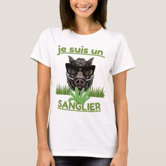 Je suis un sanglier – Illustration drôle de tête T Shirt