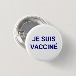 Je suis vacciné, blått och vitt språk i fransken knapp
