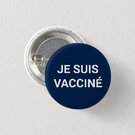 Je suis vacciné, marinblått vitt fransk knapp