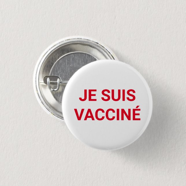 Je suis vacciné, rödvit fransk knapp (Framsida & baksida)