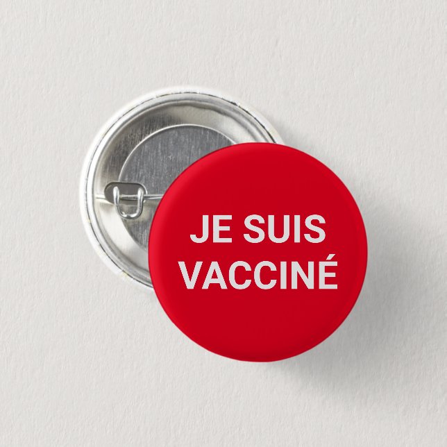 Je suis vacciné, rödvit fransk knapp (Framsida & baksida)