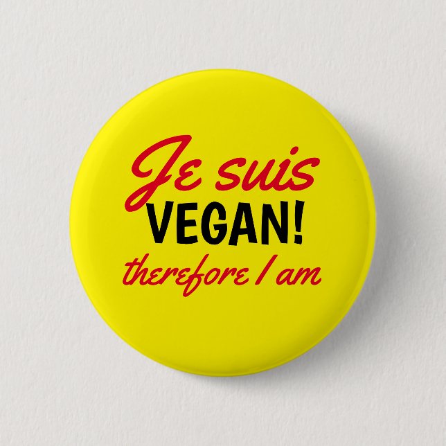 Je Suis Vegan Text Gult Knapp (Framsida)