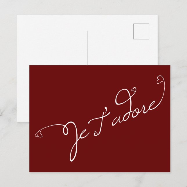 Je T'adore Postcard Vykort (Fram/baksida)