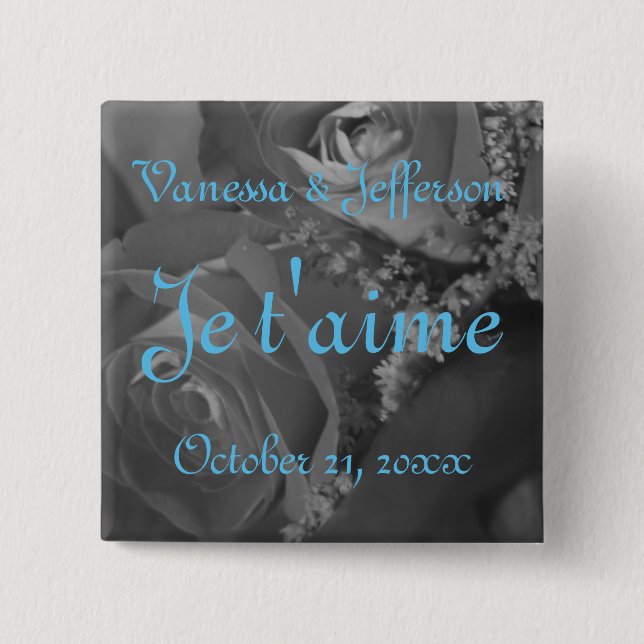 "Je t'aime" (Fransk - "I kärlek du"). Knapp (Framsida)