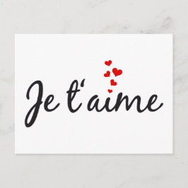 Je t'aime, Fransk ord konst med hjärtan Vykort
