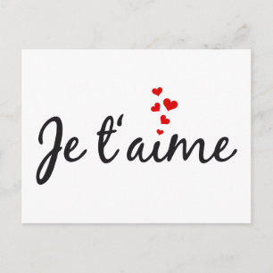 Je t'aime, Fransk ord konst med hjärtan Vykort