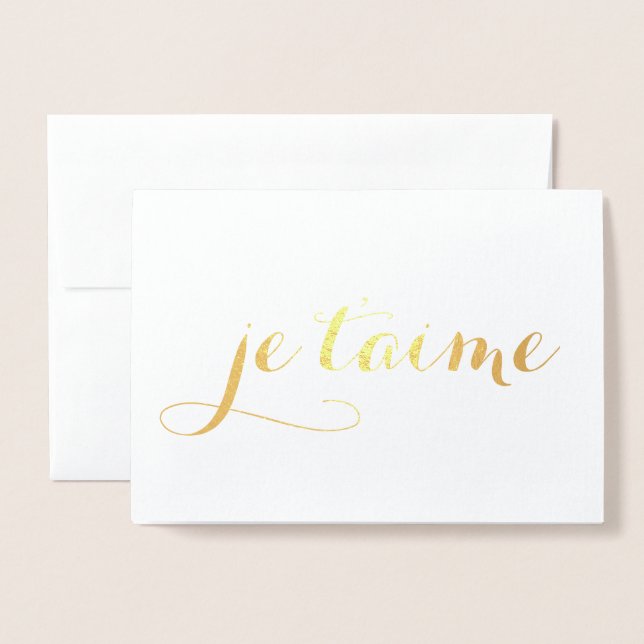 je t'aime guld folie folierat kort (Framsida med kuvert)