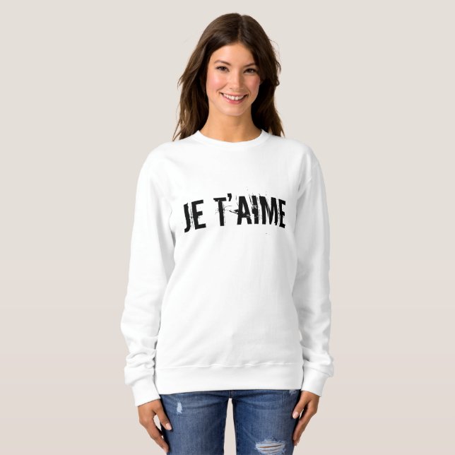🖤 Je t'aime I kärlek dig i Fransk Chic White T Shirt (Hel framsida)