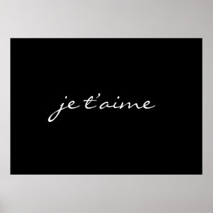 je t'aime I Kärlek You Fransk Chic Black & White Poster