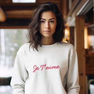 Je T'aime I Kärlek You Fransk Modern Red Quote A T Shirt