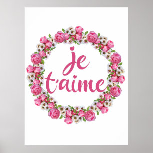 Je T'aime - jag Kärlek er - Fransk Ord Poster