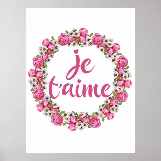 Je T'aime - jag Kärlek er - Fransk Ord Poster (Framsidan)