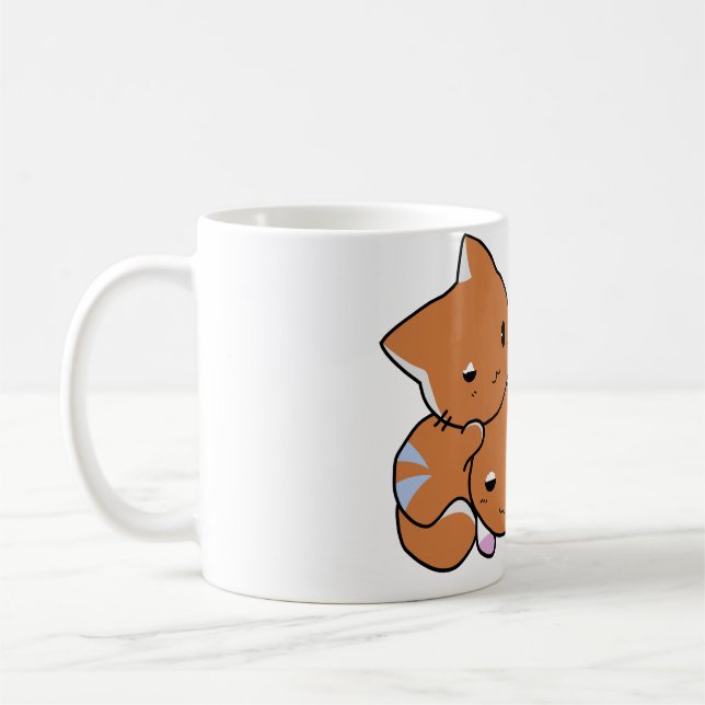 Je T'aime Kawaii Katter Romantiskt Koppel Kaffe Mu Kaffemugg (Vänster)