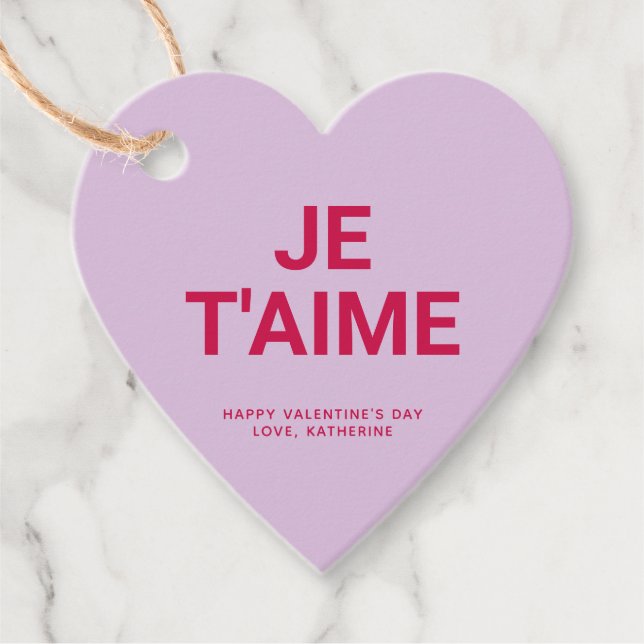 Je t'aime lila eart Valentine Day anpassningsbar Gåvor Etiketter (Framsida)
