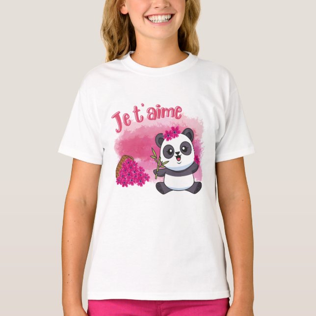 Je t'aime Little Panda T-Shirt (Framsida)