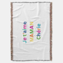 "Je t'aime MAMA chérie" Cute Throw Blanket