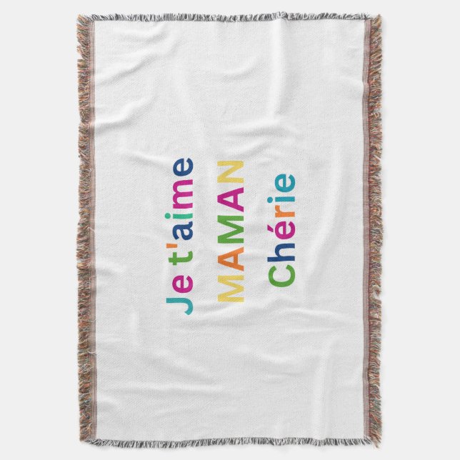 "Je t'aime MAMA chérie" Cute Throw Blanket Filt (Framsidan Vertikal)