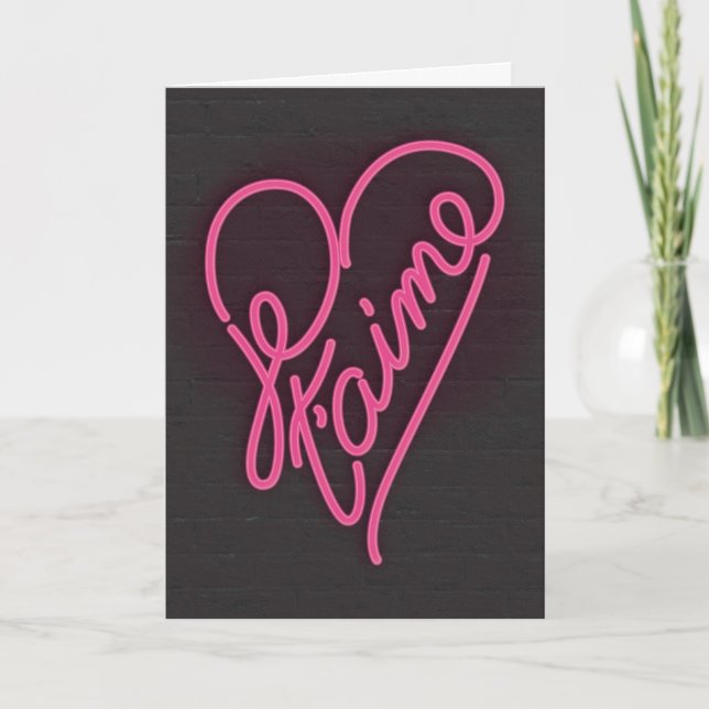 Je t'aime Neon Sign Valentine Day Greeting Card Kort (Framsida)