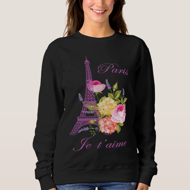 Je t'aime Paris France City of Love Eiffel Tower E T Shirt (Framsida)
