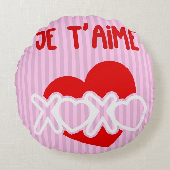 Je t'aime. rund kudde (Framsidan)