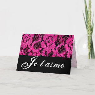 Je T'aime Shock rosa/Black Snöre Helgkort