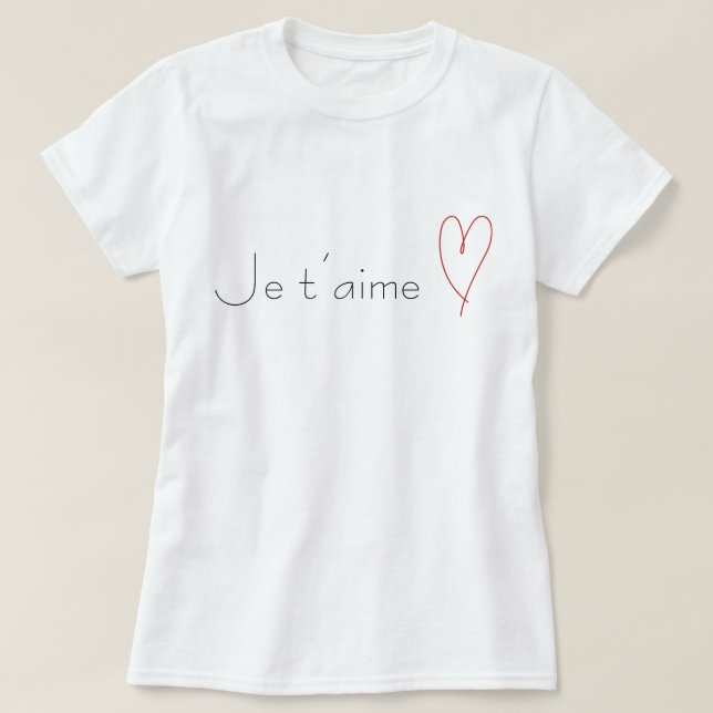 Je t'aime t shirt (Design framsida)