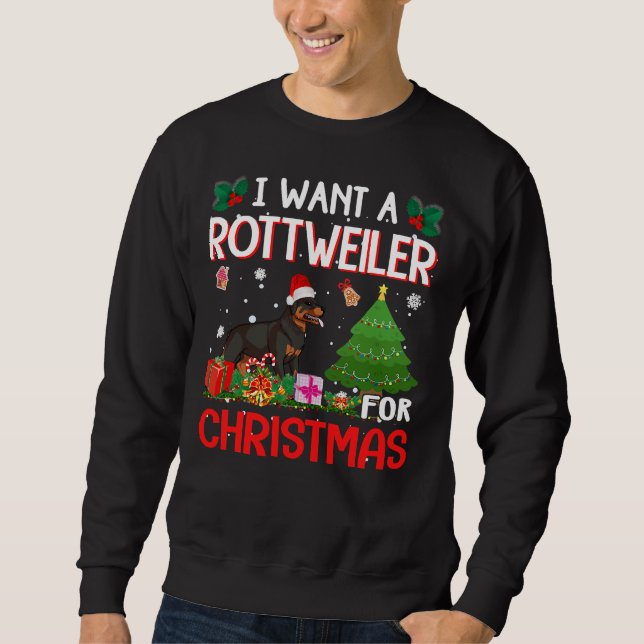 Je Veux Un Rottweiler Pour Noël Noël Essentiel Lång Ärmad Tröja (Framsida)