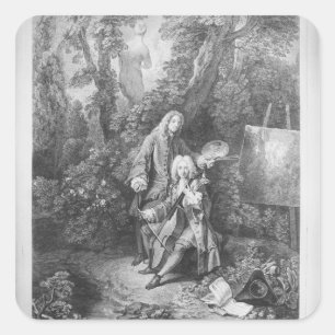 Jean Antoine Watteau och vän Monsieur Fyrkantigt Klistermärke