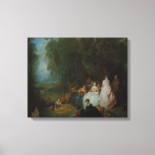 Jean-Antoine Watteau - Pastoral Gathering Canvastryck (Framsida)