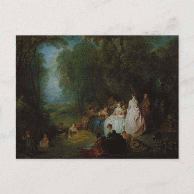 Jean-Antoine Watteau - Pastoral Gathering Vykort (Framsida)