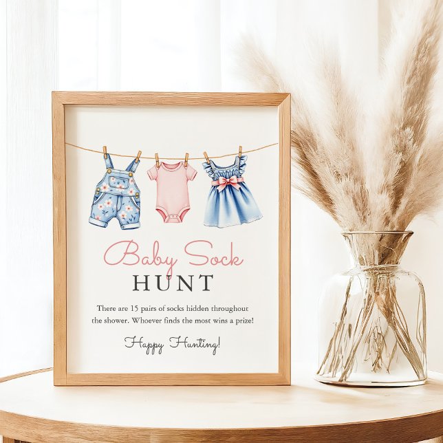Jean Baby Sock Hunt Baby Shower Game Sign Poster (Skapare uppladdad)