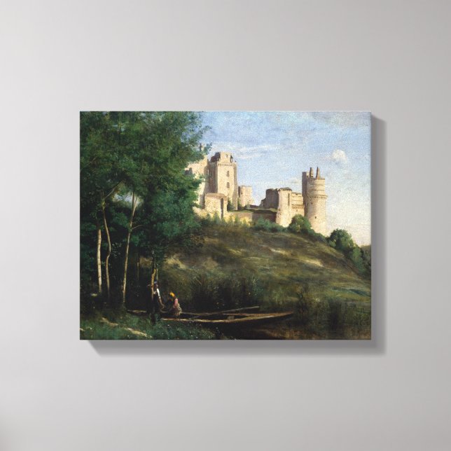 Jean-Baptiste-Camille Corot - Chateau-Ruins Canvastryck (Framsida)