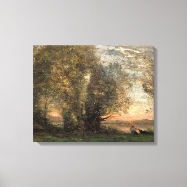 Jean-Baptiste-Camille Corot - Fiskaren Canvastryck (Framsida)