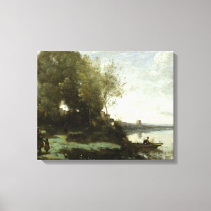 Jean-Baptiste-Camille Corot - Floden med avrinning Canvastryck