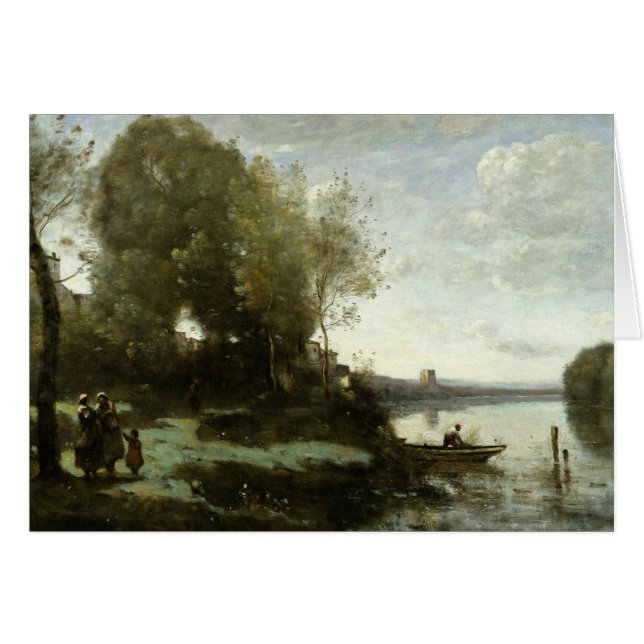 Jean-Baptiste-Camille Corot - Floden med avrinning Hälsningskort (Framsidan Horizontal)